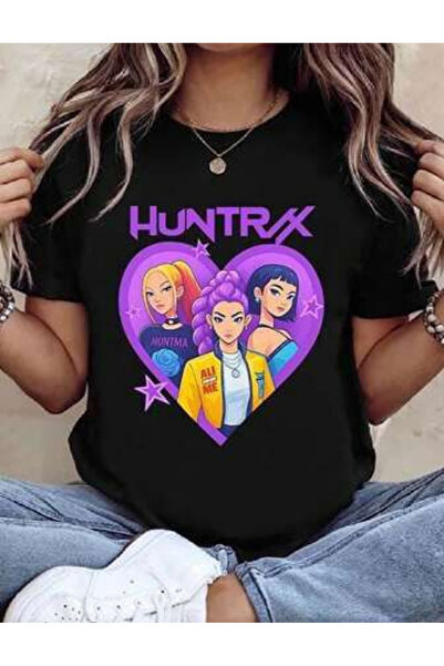 barsdepo Huntrix Baskılı Tişört, Oversize Unisex Tişört Çocuk / Yetişkin (Süp...