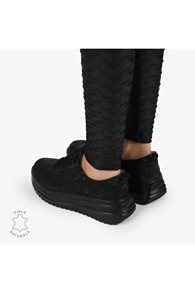 superpiele Women's Casual Suede Leather Shoes with Lace Closure Black