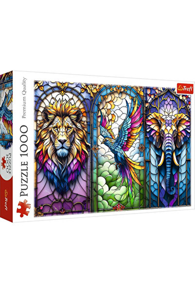 Trefl Puzzle - Animale din vitraliu, 1000 de piese