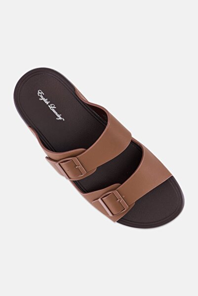 English Laundry Men 2 Strap Slip On Arabic Sandals, Brown