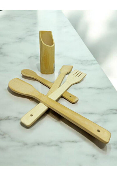 nowapazar bambu tahta kaşık seti standlı