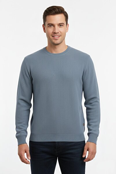 DYNAMO Men's Crew Neck Sweater Honeycomb Knit Classic Pattern 7002 Bgl-St04928