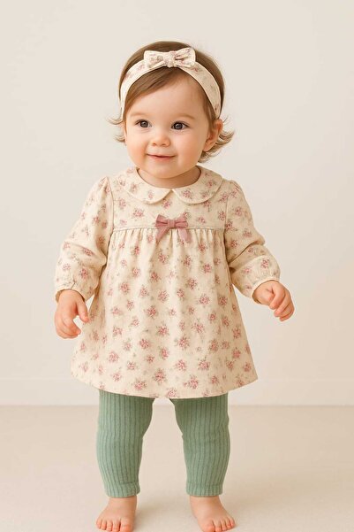 minella kids 9/24 Month Floral Patterned Bandana Interlock Set