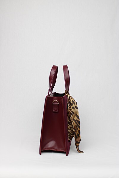 mossi Burgundy Suede Nubuck Faux Leather Large Size Embroidery Detailed Hand and Shoulder Bag