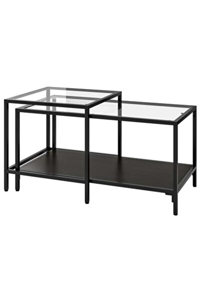 IKEA VITTSJÖ Laptop stand, black-brown/glass, 35 x 65 cm