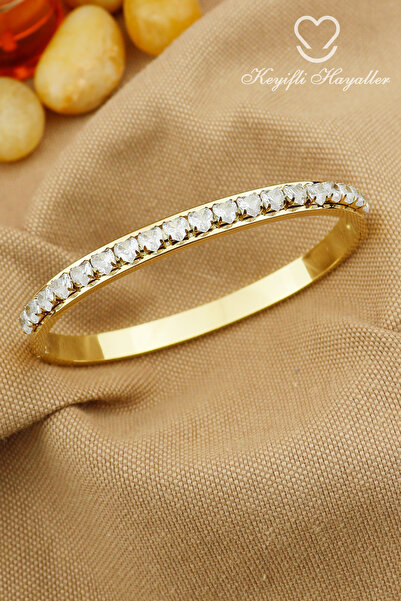 Keyifli Hayaller Çelik Kelepçe - Kararmaz Kalp Zirkon Taşlı Model Çelik Kelep...