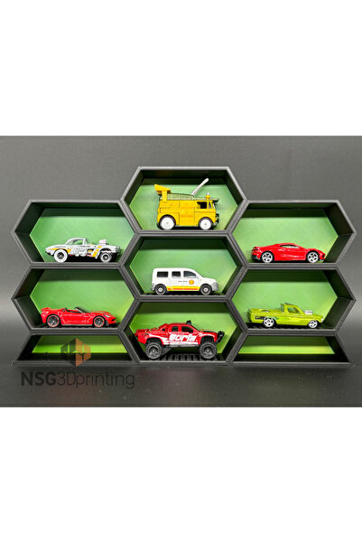 HasFar Tech Honeycomb Patterned Hot Wheels – Diecast Car Display Stand Set of 7