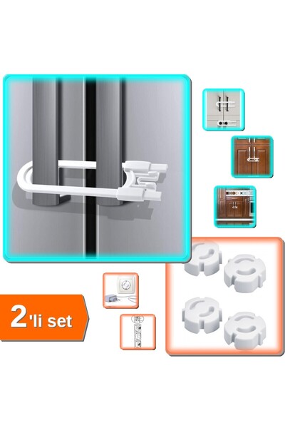 HerEveOyuncak Bebek Çocuk Çekmece ve Dolap Raylı Koruma Kilidi + Çocuk Koruma...