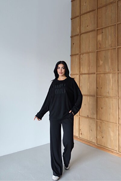 Sabase Embroidered Patterned Fabric Sweatshirt Set