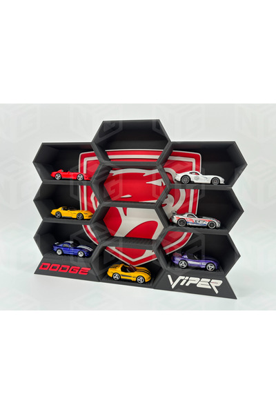 HasFar Tech Dodge I Viper - Themed Hexagonal Hot Wheels Car Rack 9-Piece Set