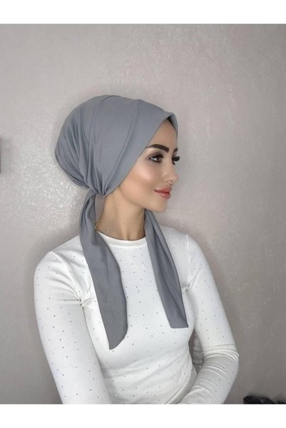 OykumBone Gri dört mevsim kullanıma uygun düz pamuk şal eşarp