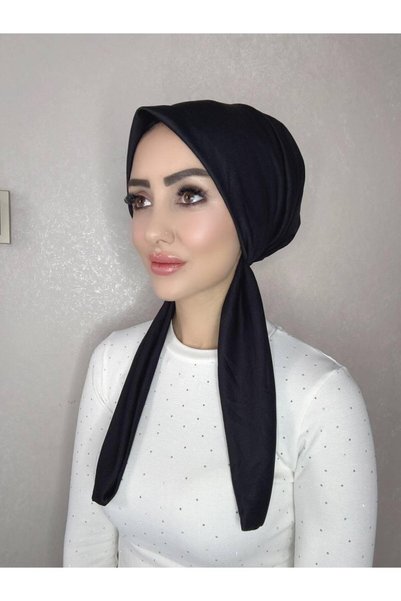 OykumBone Siyah dört mevsim kullanıma uygun düz pamuk şal eşarp