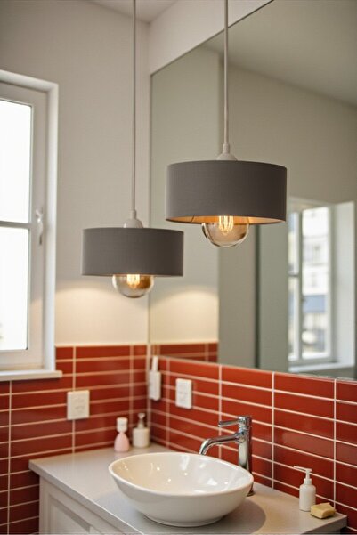 Dropcek eticaret İkili Beton Görünümlü Oval Avize Sarkıt, Toz Tutmayan, Vegan...