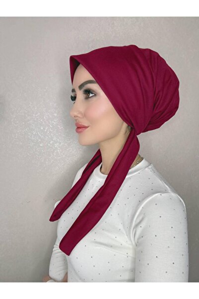 OykumBone Bordo dört mevsim kullanıma uygun düz pamuk şal eşarp