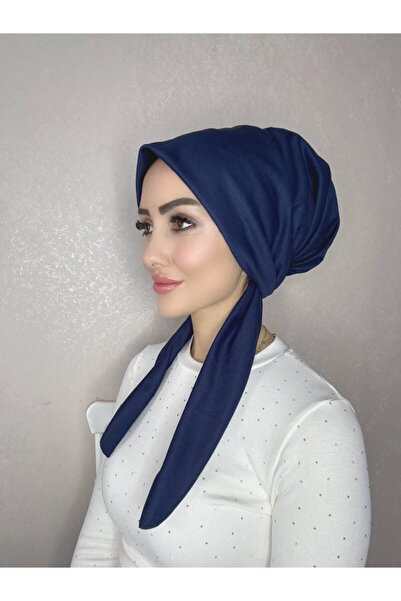 OykumBone Lacivert dört mevsim kullanıma uygun düz pamuk şal eşarp