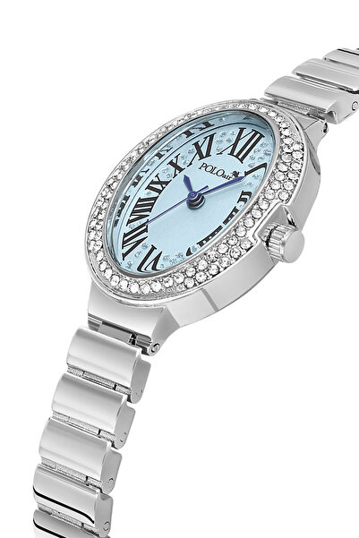 Polo Air Oval Case Roman Numerals Women Wristwatch Silver Blue Color Pl-1568B5X
