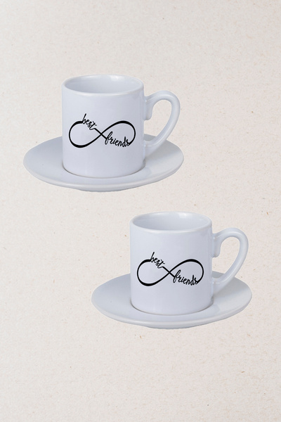 Ormira Konsept مجموعة فناجين القهوة التركية من دوبل بست فريندز بي مطبوع