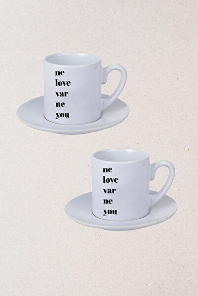 Ormira Konsept طقم فناجين قهوة تركية من مطبوع قطع من شركة Ne Love Var Ne You B