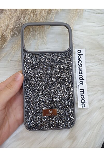 ZB Aksesuarda Moda حافظة فاخرة متوافقة مع آيفون 17 برو ماكس مزينة بأحجار سوار...