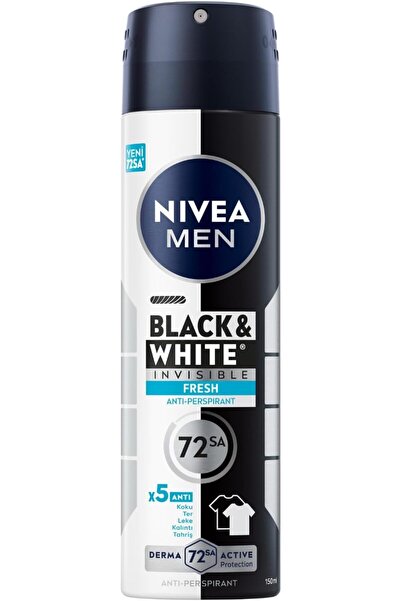 NIVEA MEN Black White Invisible Fresh Sprey 150 ml X 5 ADET