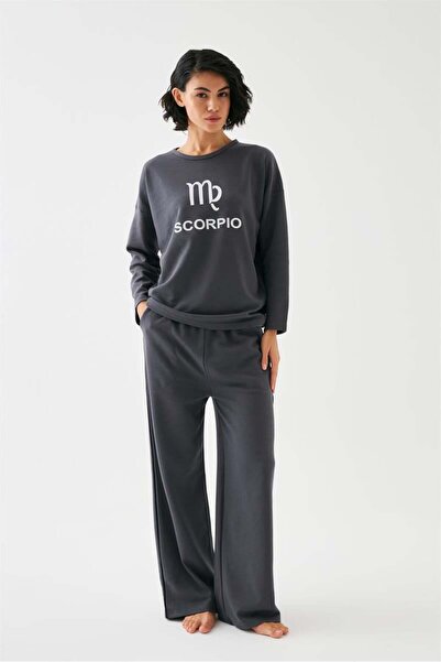 modaserdem Akbeniz Women's Smoked Scorpio Oversized 2 Thread Tracksuit Home Wear Set