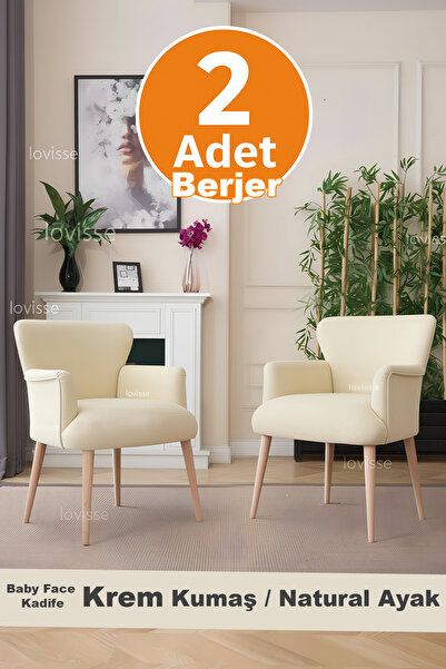 LOVİSSE HOME Krem Babyface Berjer, Tekli Koltuk, Ofis, Bekleme koltuğu, Cam Balkon, Otel