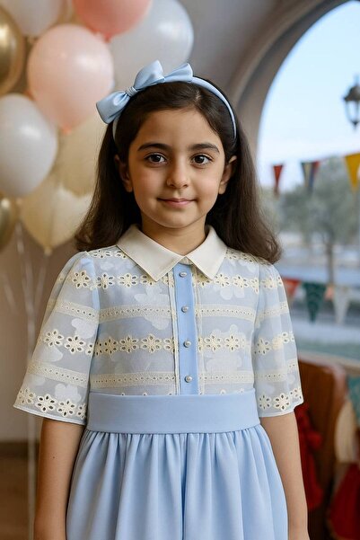 La reina petite فستان أزرق للبنات الكبار من لارينا بتيت