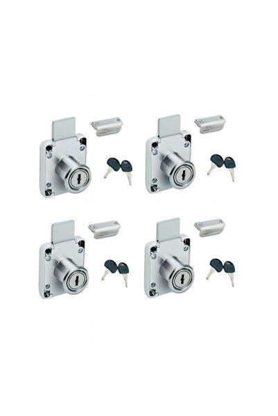 TAYEM 4 Pcs Ymk Square Drawer Lock, Cabinet, Mailbox, Dormitory Cupboard Lock with 2 Keys Chrome