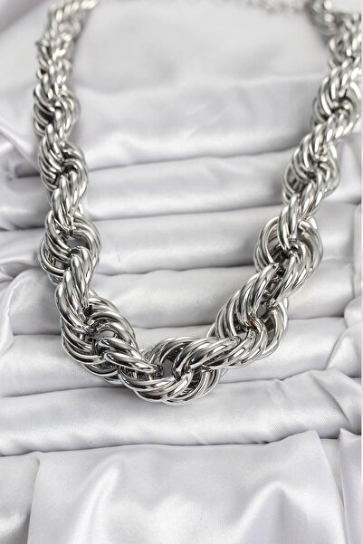 Skygo Brass Silver Color Spiral Rope Model Women's Necklace - Tj-Bko10635