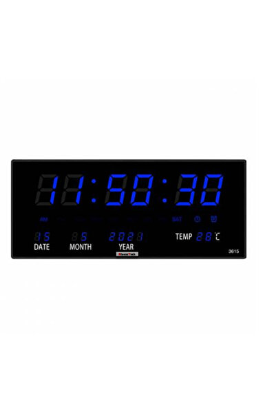 KlaussTech Digital Wall Clock, Klausstech, Blue LED Display, Temperature Display, Accurate Time, Black