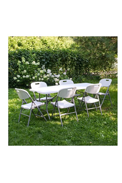 KlaussTech Garden table, terrace and courtyard, rectangular, steel, 180x70x74 cm, white