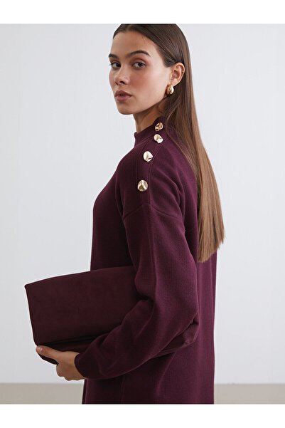 LC Waikiki Γυναικείο πλεκτό τουνίκ LCW ModestBordo ψηλός λαιμός