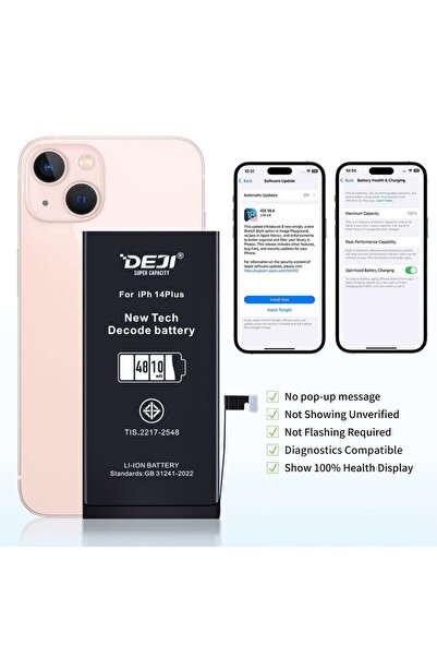 Deji Baterie Compatibila Iphone 14 Plus, Diagnostic, Capacitate Marita (4810 mAh) -