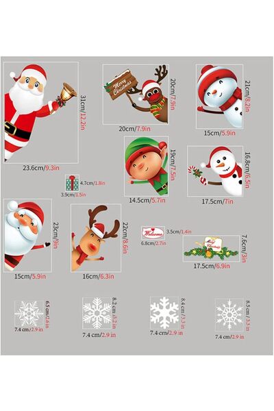 Generic 182pcs Christmas Window Clings Static Stickers Santa Snowflake Deer Xmas Decor