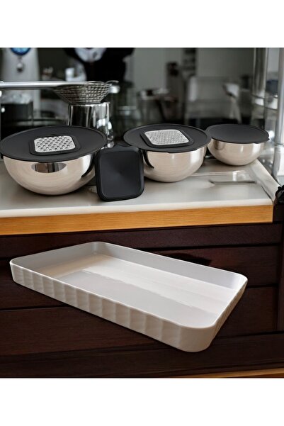 BARITCIOGLU 6 Pieces Stainless Steel Slanted Storage Mixing Chopping Bowl and Tray Pan