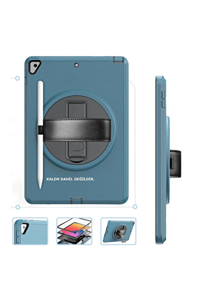 HarmonyAura iPad 10.2 (7Th Generation) Case Hand Strap Tablet Case - Turquoise