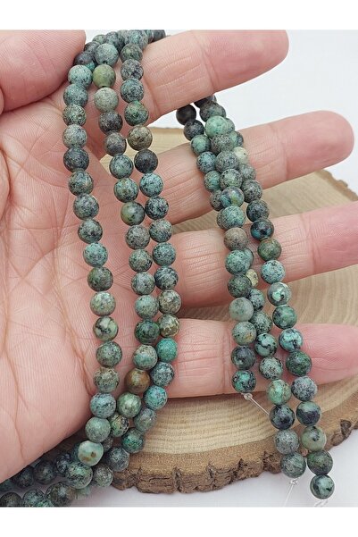 Yasamtohumu سلسلة خرز من حجر الفيروز الأفريقي - حجر طبيعي عالي الجودة بحجم 6 مم