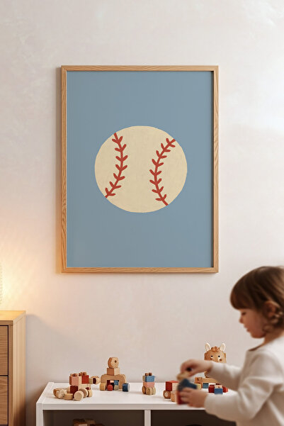 Posteria Spor Temalı Erkek Çocuk Odası Tavblosu, Doğal Ahşap Çerçeve + Poster...