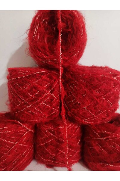 İPEK YÜN İPLİK DÜNYASI Moher Örgü İpi (Kırmızı) Buklet İp (Kırmızı,Beyaz Kırçıllı) Karışım 100gr