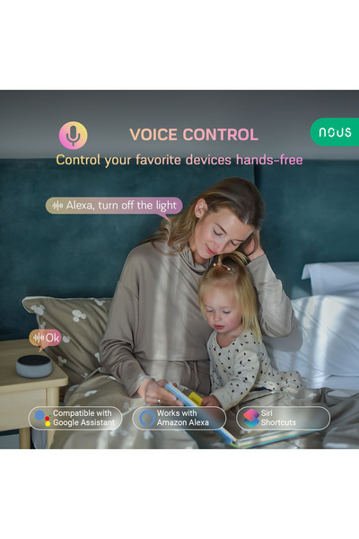 Nous Έξυπνη υποδοχή WiFi A1 με παρακολούθηση κατανάλωσης ενέργειας, 2 τεμάχια