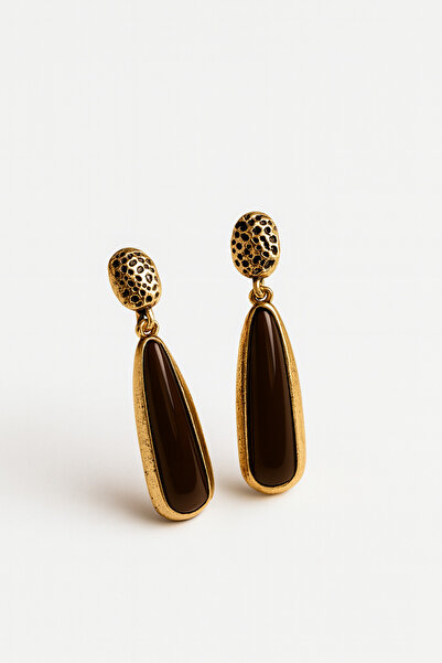 Vi store Çelik Kahverengi Lea Küpe