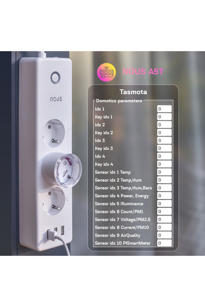 Nous Έξυπνο πολύπριζο με 3 πρίζες και 3 θύρες USB, Nous, Tasmota, A5T