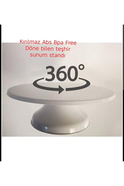 hediyehobihersey Kırılmaz 360 Dönebilen Pasta Sıvama Sunum Standı Beyaz 32 cm