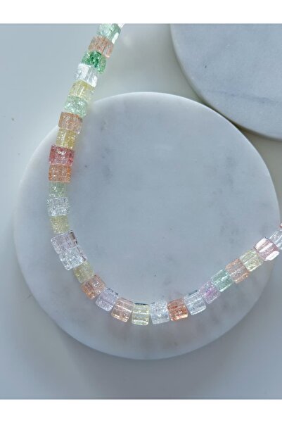 CHARMLUCKY Soft Colorful Square Necklace