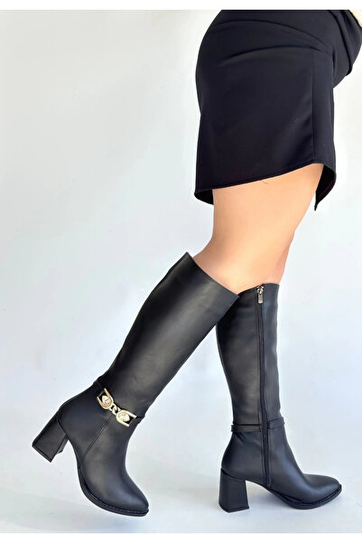 KAZAX Mooni black leather high heel boots