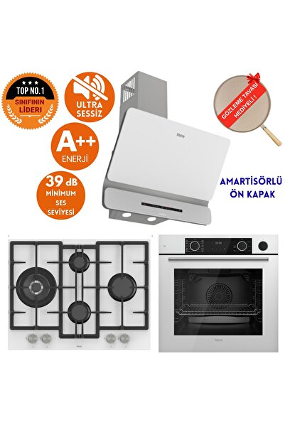 Ferre FryART&SteamART- SilentArt LABB/Sessiz Beyaz Ankastre Set (D081-SA + QE...