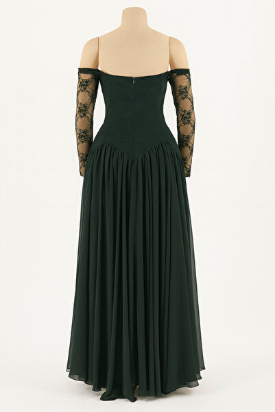 FAKHM AL SAWAR Green lace and chiffon dress