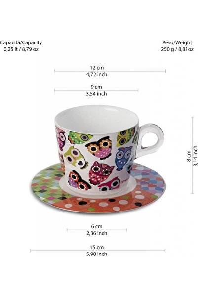 Omada PLEXART Mugs and Cups Set of 2 Tea Mugs - Owl