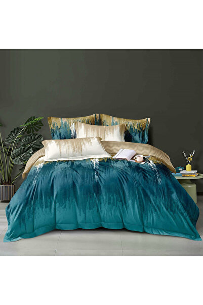 FIONNA.RO Lenjerie De Pat Finet 1 Persoana - Degrade Albastru Auriu