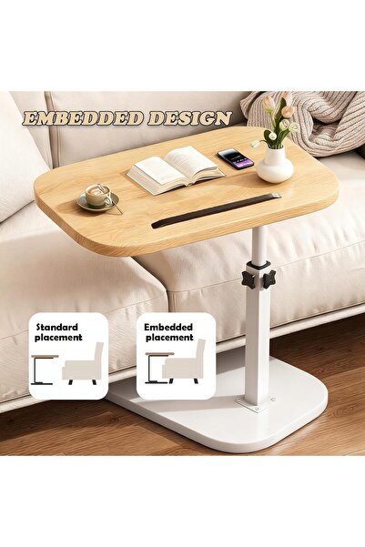 Generic C Shaped Side Table Adjustable Height 360 Swivel Laptop Table for Couch Bedside End Table